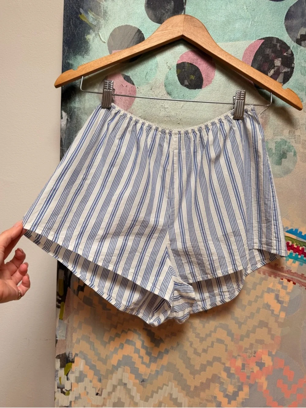 Doen Thelma Shorts in Indigo Sorrento Stripe size XS cotton silk - Picture 4 of 14